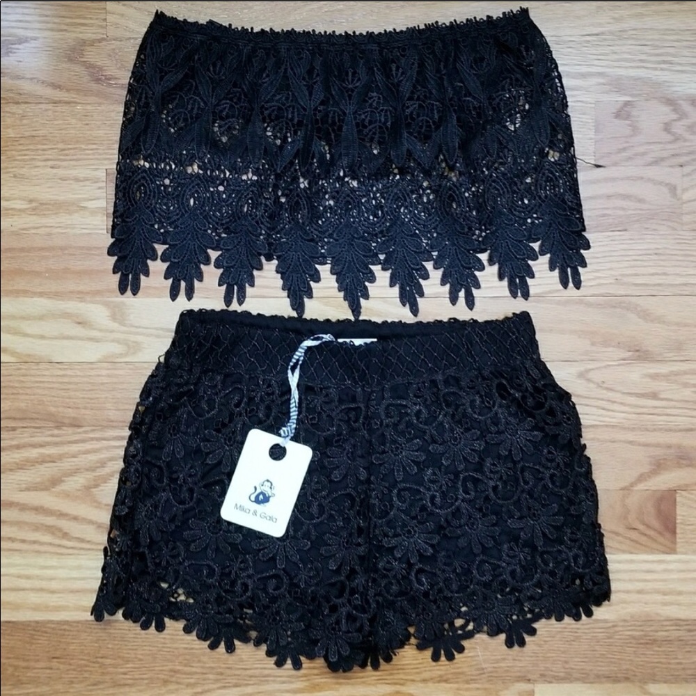 Super adorable set short and crop top in black